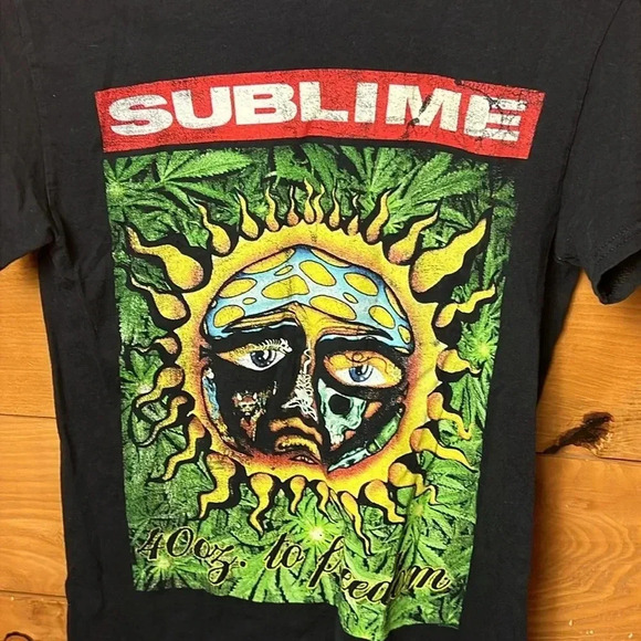 Sublime mens black T-shirt sublime 90s style freedom sun logo concert streetwear - Picture 2 of 9